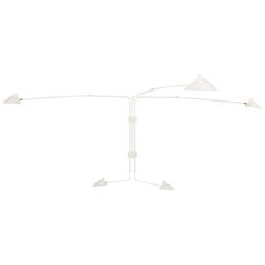 Serge Mouille White Five Rotating Straight Arms Wall Lamp Re-Edition