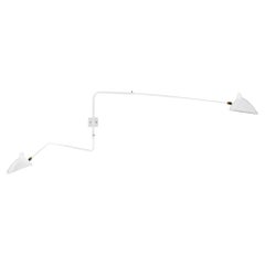 Serge Mouille Modern White Two Rotating Straight-Curved Arms Wall Lamp