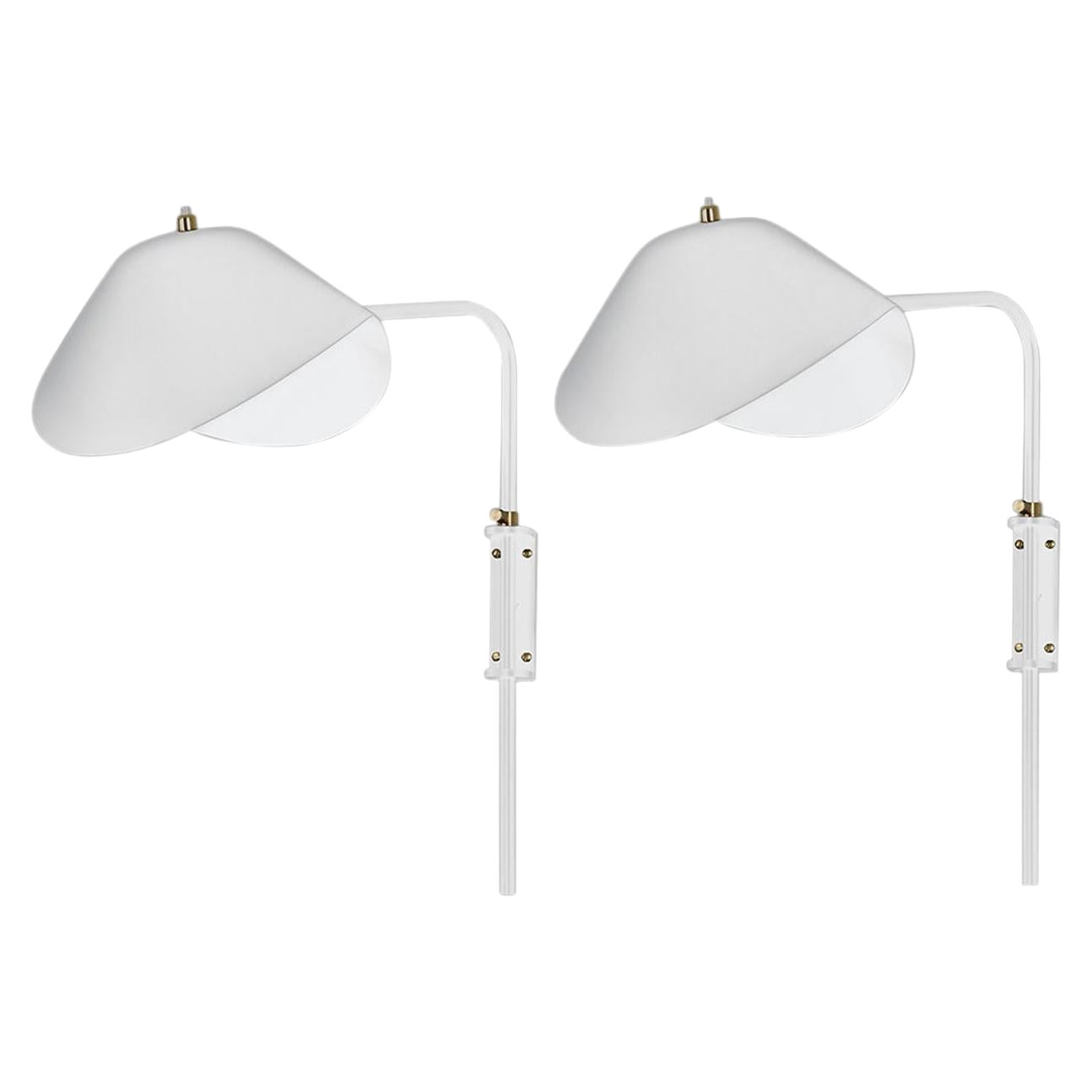 Serge Mouille Mid-Century Modern White Anthony Wall Lamp Whit Fixing Bracket Set