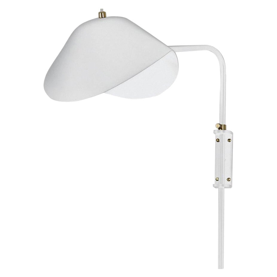 Serge Mouille White Anthony Wall Lamp Whit Fixing Bracket For Sale