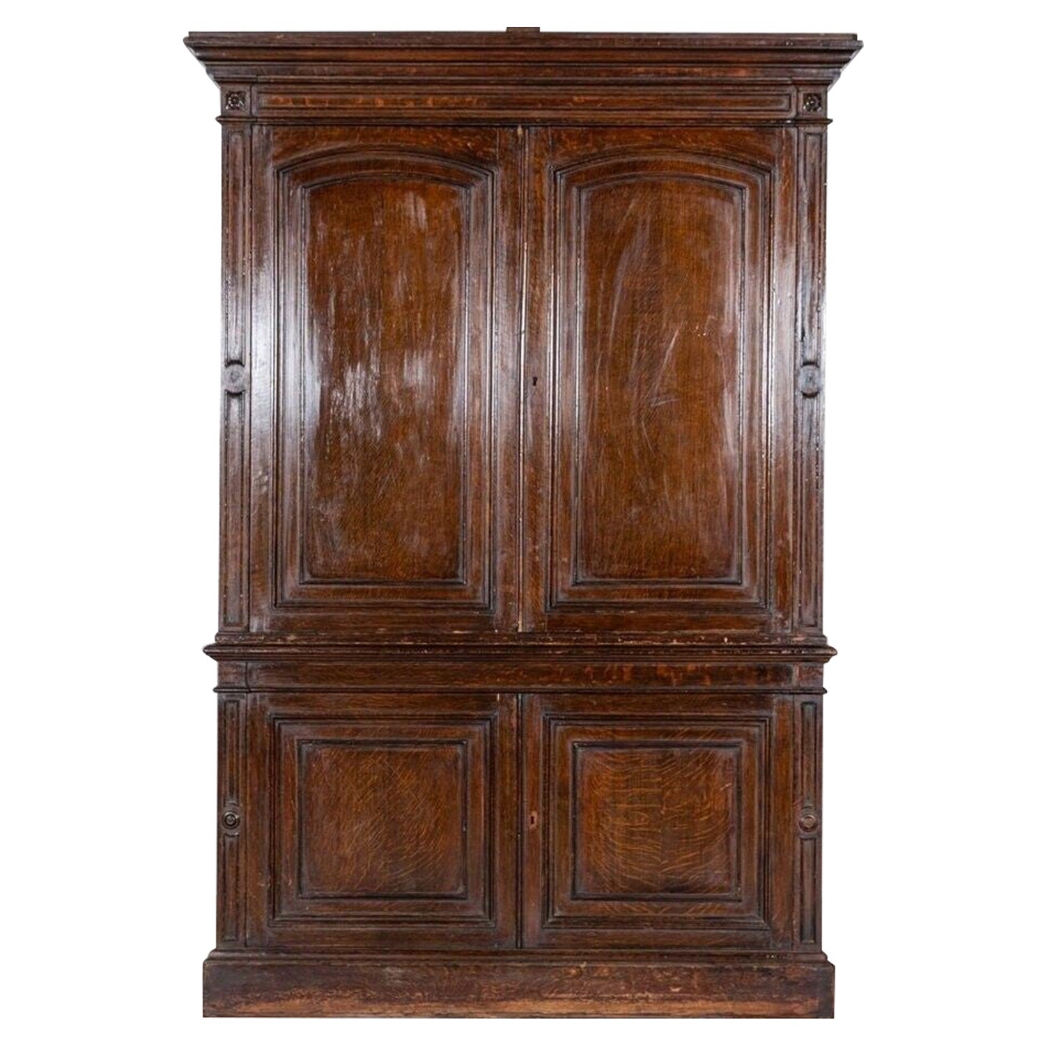 19th C Estate Made Oak Housekeepers Cupboard For Sale
