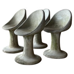 Set of Four Willy Guhl Style Concrete Tulip Chairs, Patio/Garden
