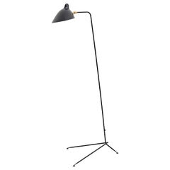Serge Mouille Mid-Century Modern Black One-Arm Standing Lamp