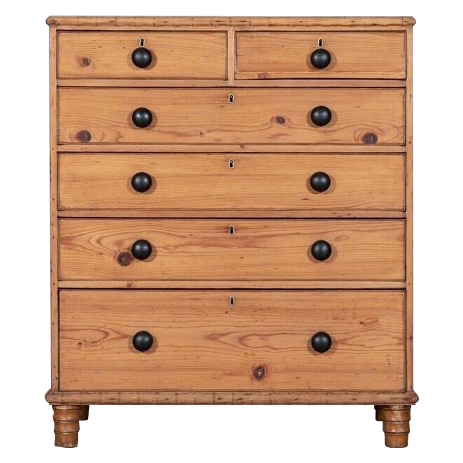 19th C Large English Pine Faux Bamboo Chest Drawers For Sale