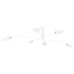 Serge Mouille Mid-Century Modern White Six Rotaiting Arms Ceiling Lamp