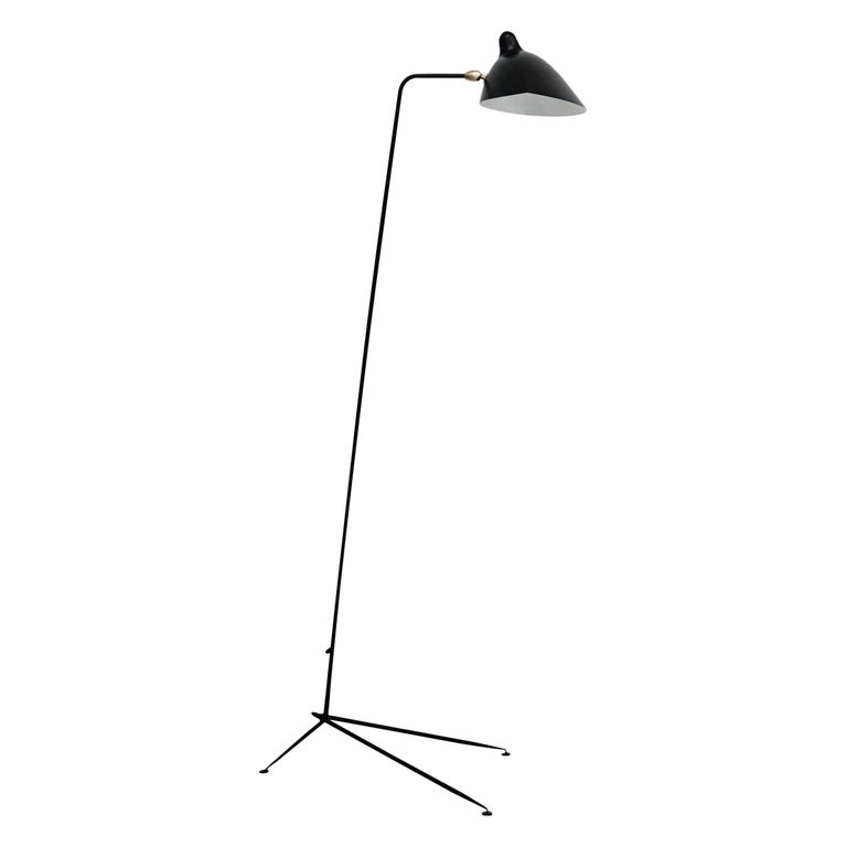Serge Mouille MidCentury Modern Black OneArm Standing Lamp For Sale