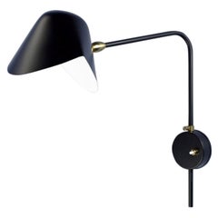 Serge Mouille Mid-Century Modern Black Anthony Wall Lamp Whit Round Fixation Box