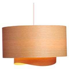 Lámpara Colgante Moderna Escandinava de Chapa de Madera de Roble Blanco 17,5