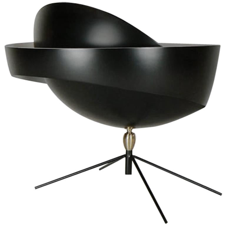 Moderne schwarze Saturn-Tischlampe von Serge Mouille aus der Mitte des Jahrhunderts