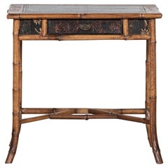 Antique 19th C English Chinoiserie Bamboo Writing Table