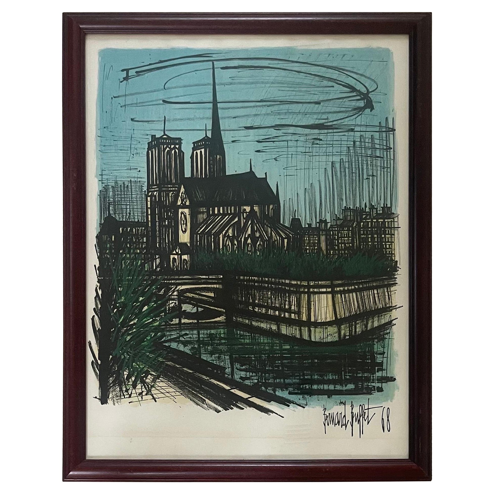 MCM Lithograph of Cathedral Notre Dame by Bernard Buffet For Sale