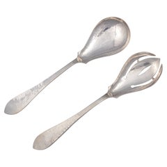 Hand Hammered Sterling Silver Salad Servers by Julius Randahl