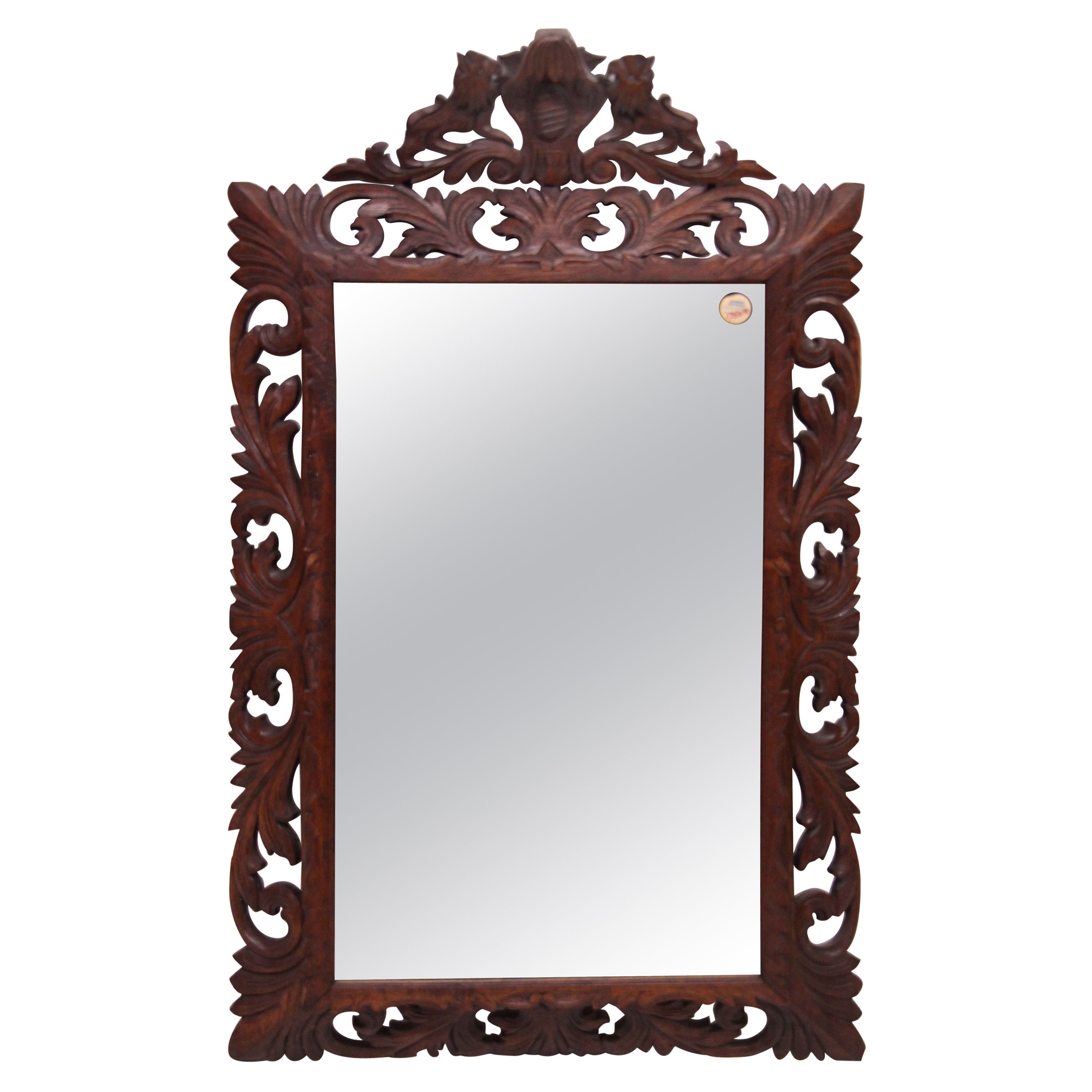 Carved Oak French Mirror For Sale