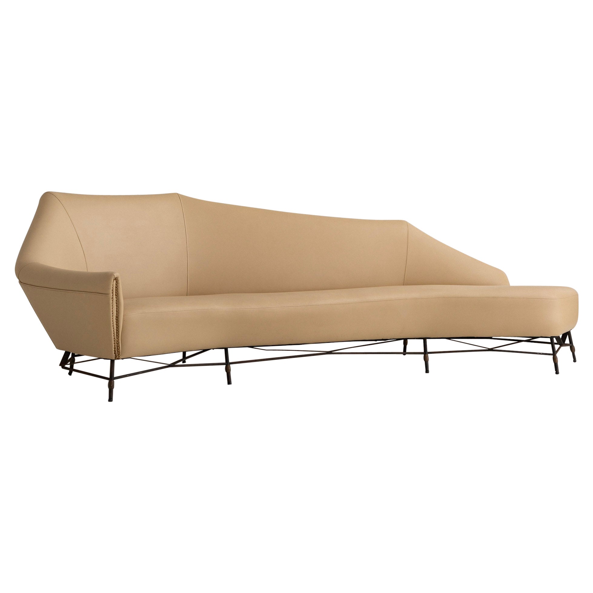 Mid Century Gothic Style French Chaise Sofa For Sale