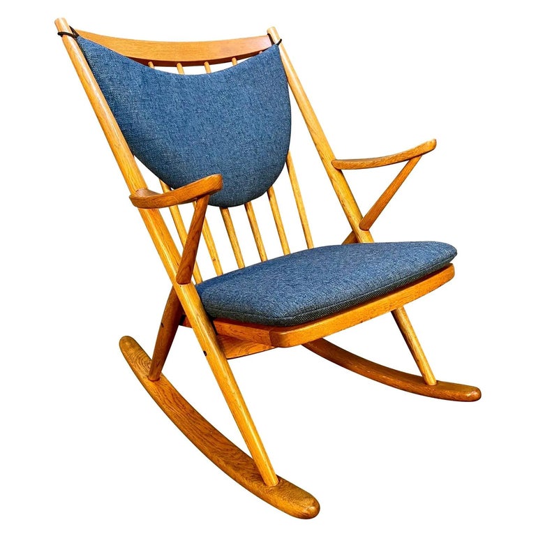 Vintage Danish Mid-Century Modern Oak Rocking Chair by Frank Reenskaug For Sale