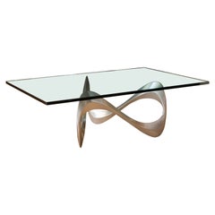 Vintage Sculptural Aluminum and Glass Coffee Table by Knut Hesterberg