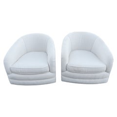 Pair of White Swivel Cube Chairs