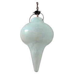 Venetian Scavo Glass Pendant Chandelier in Etched Aqua, Late 20th Century 