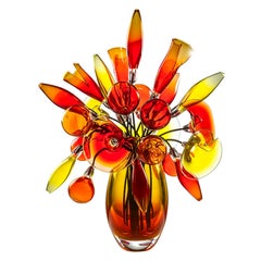 Vase Fuochi Boreali du 21e sicle en rouge et cristal multicolore de Giorgio Vign
