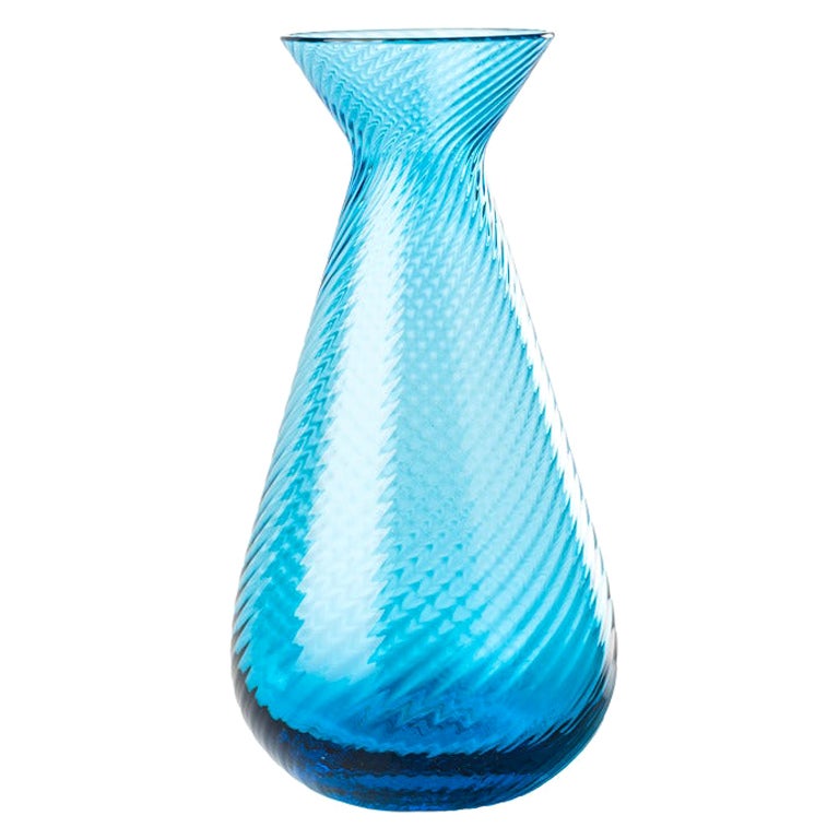 Vase en verre gemme du 21e sicle en aigue-marine de Venini en vente
