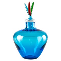 21st Century Monofiore Glass Vase in Aquamarine by Laura De Santillana
