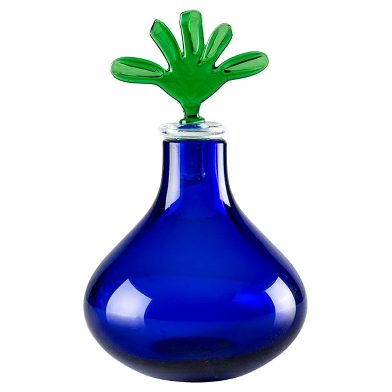 21st Century Monofiore Glass Vase in Sapphire by Laura De Santillana For Sale