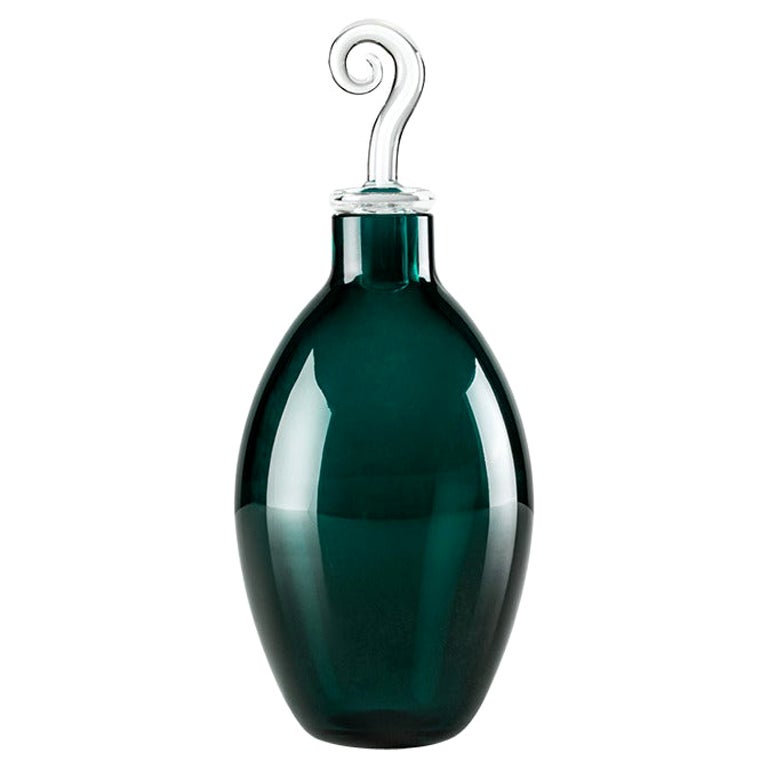 Vase en verre monofiore du 21e sicle en vert de Laura De Santillana