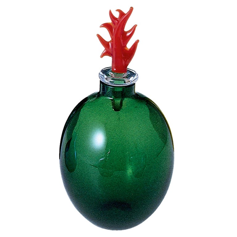 Vase en verre monofiore du 21e sicle en vert pomme de Laura de Santillana en vente