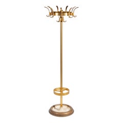 Fifties Brass Stand Coat Rack with Umbrella and Walking Sticks Stand