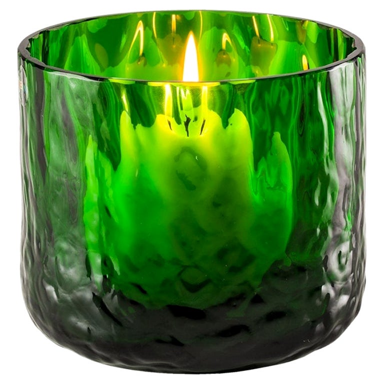 21st Century Night in Venice Glass Candleholder in Gras Green by Venini For Sale