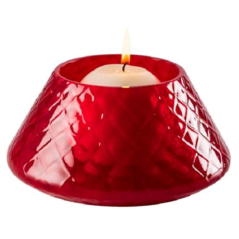 Lele-Glas-Kerzenhalter aus dem 21. Jahrhundert in Rot von Venini