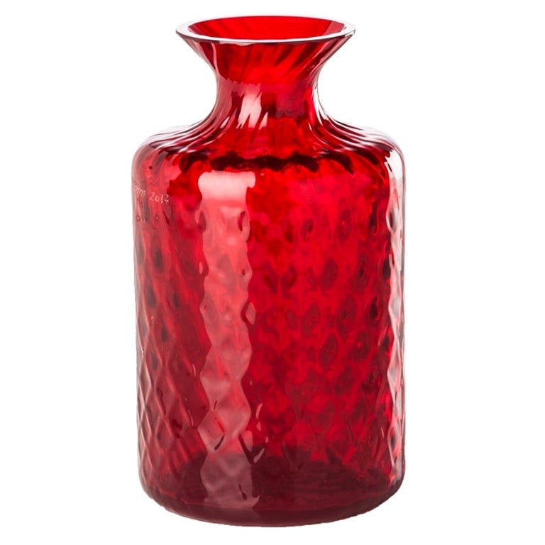 21st Century Monofiori Carnevale Glass Vase in Red by Venini For Sale