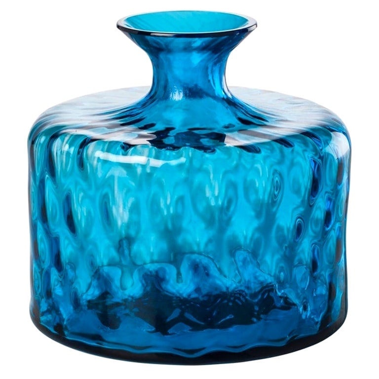 21st Century Monofiori Carnevale Glass Vase in Aquamarine by Venini