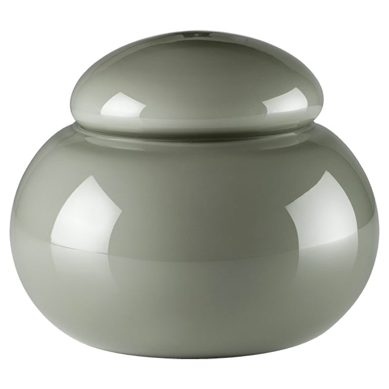 21st Century Potiche Blown Glass Jar in Grey by Venini For Sale