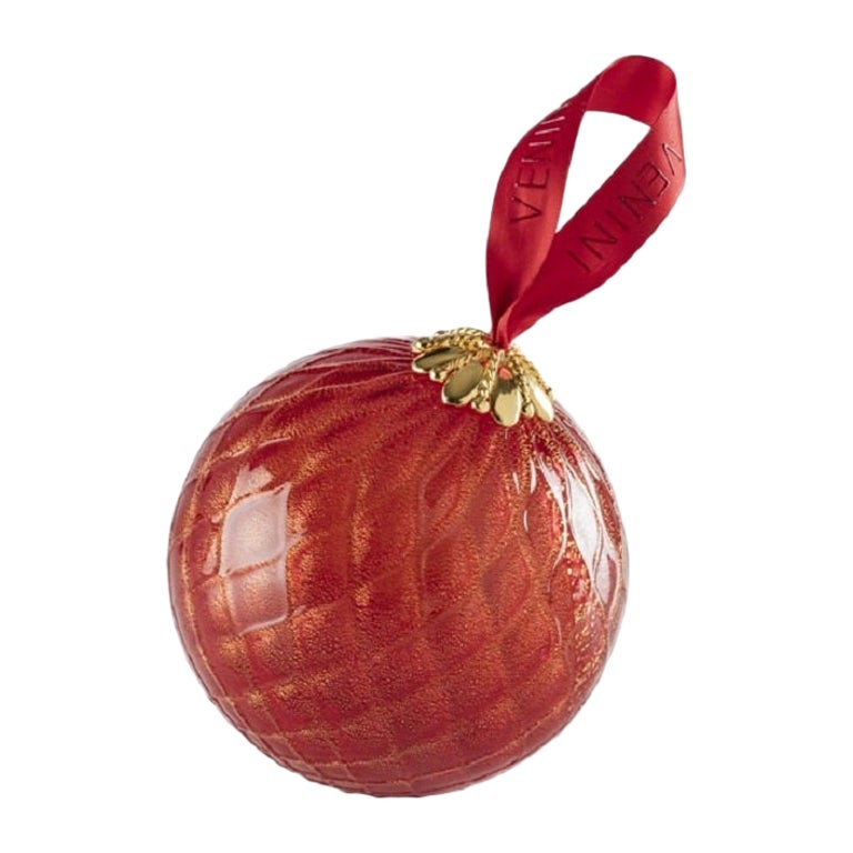 21st Century Santa Decoration Ball Gold Leaf in Red by Venini