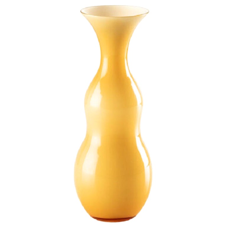 21st Century Pigmenti Small Blown Opal Glass Vase in Amber by Venini For Sale