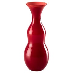 21st Century Pigmenti Small Blown Opal Glass Vase in Red by Venini