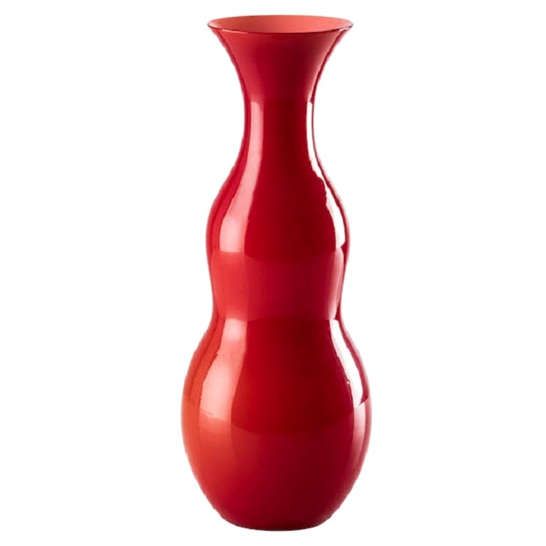 21st Century Pigmenti Large Blown Opal Glass Vase in Red by Venini For Sale