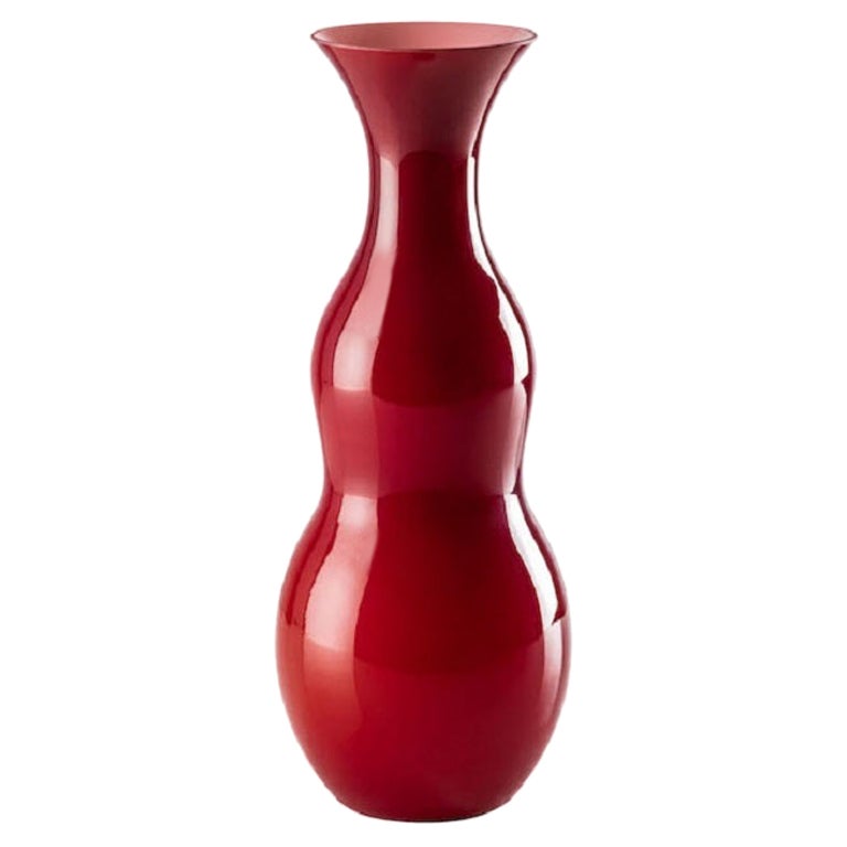 21st Century Pigmenti Large Blown Opal Glass Vase in Blood Red by Venini For Sale