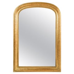 Antique Mid-19th Century French Gold Gilt Louis Philippe Mirror with Arched Top