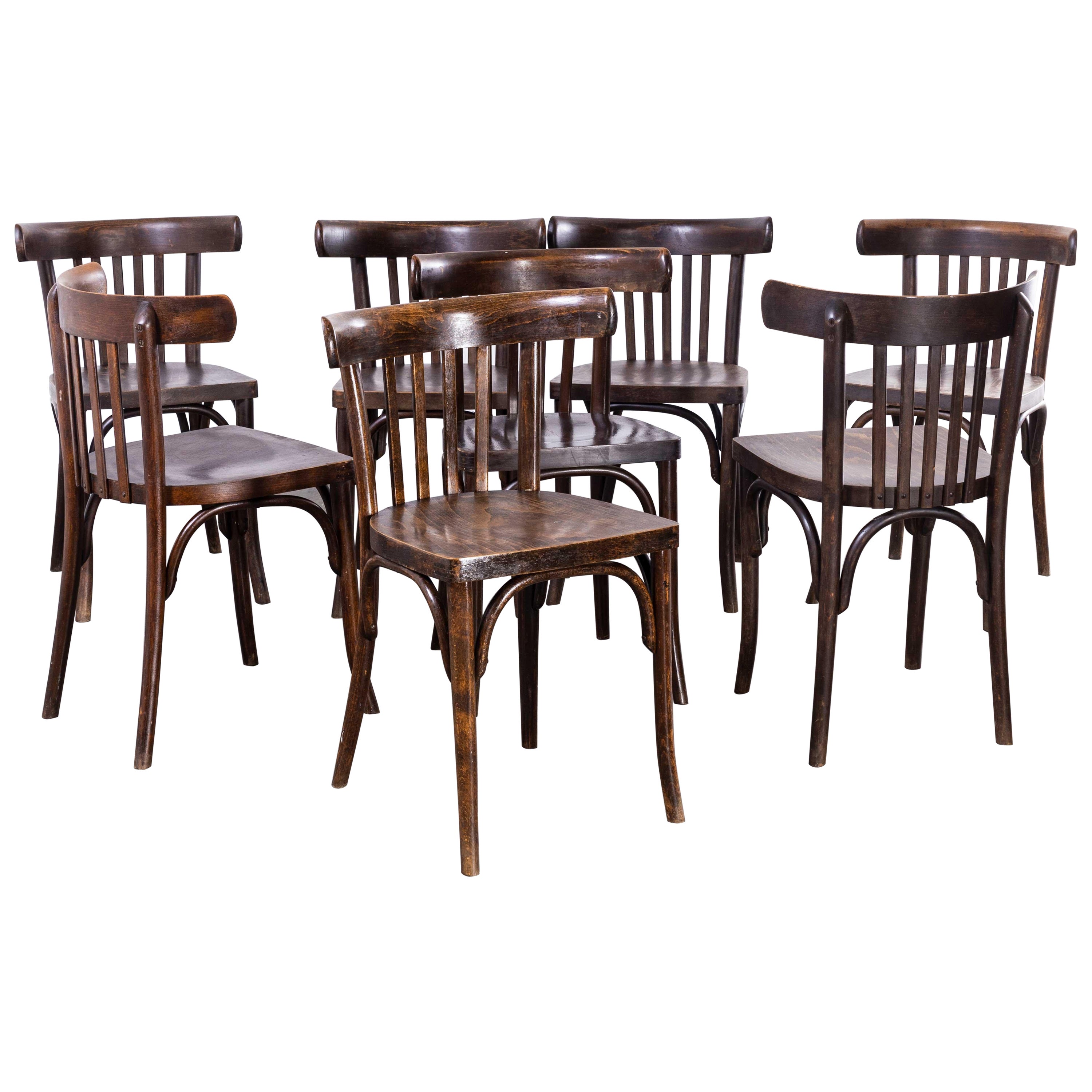 Chaise de salle à manger en chêne cintré Luterma des années 1950 - Ensemble de huit pièces