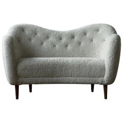 Finn Juhl 46 Sofa Couch Wood and Sheepskin