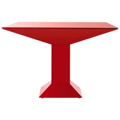 Ettore Sottsass Red Metal and Glass Mettsass Table for BD