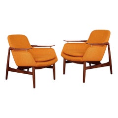Set of Two 53 Chairs in Fabric and Wood by Finn Juhl
