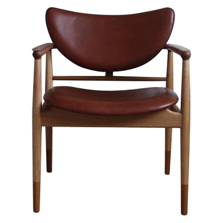 Finn Juhl 48 Chair, Wood and Leather For Sale at 1stDibs