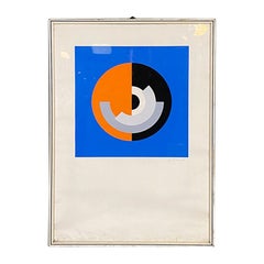 Italian modern colored graphic serigraphic painting by Miro Cusumano, 1970s