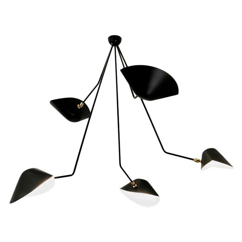 Serge Mouille Spider Five Broken Arms Ceiling Lamp For Sale