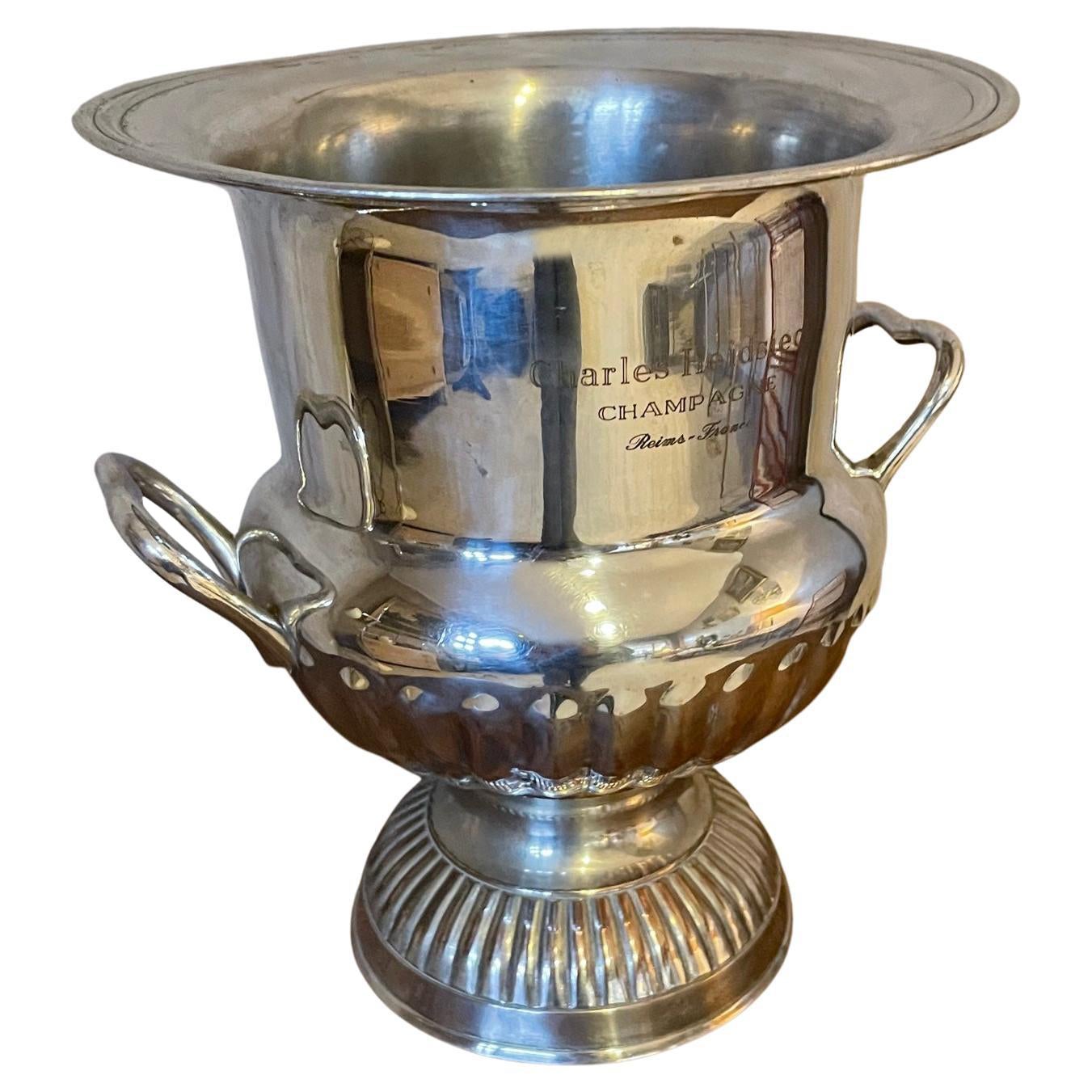 20th century Silver Plate Charles Heidsieck Champagne Bucket, 1950s For Sale