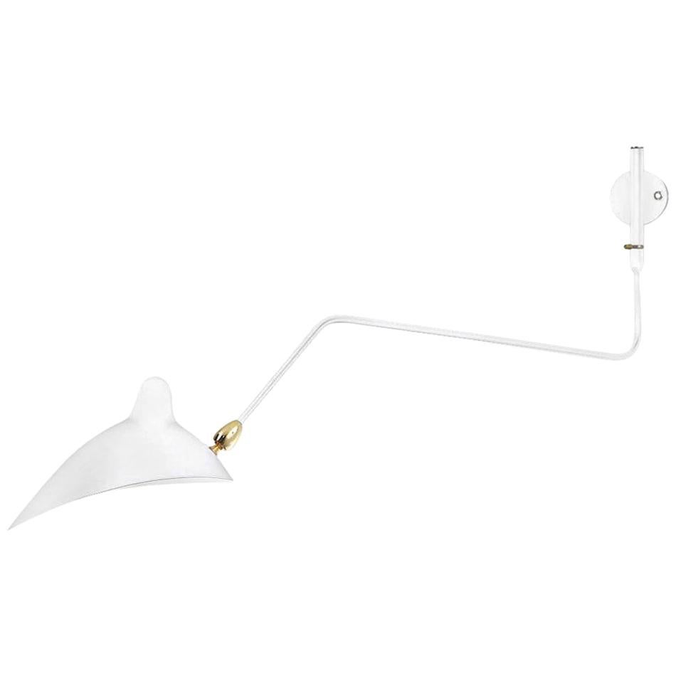 Serge Mouille Mid-Century Modern White One Rotating Curved Arm Wall Lamp For Sale