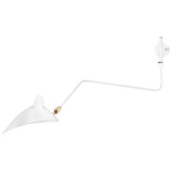 Serge Mouille Mid-Century Modern White One Rotating Curved Arm Wall Lamp
